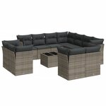 vidaXL Salon de jardin avec coussins 12 Pièces gris résine tressée