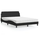 vidaXL Lit avec matelas noir 140x200 cm similicuir