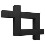 vidaXL Ensemble de meubles TV 10 Pièces Noir Bois d'ingénierie