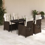 vidaXL Ensemble à manger de jardin 5 Pièces et coussins marron poly rotin