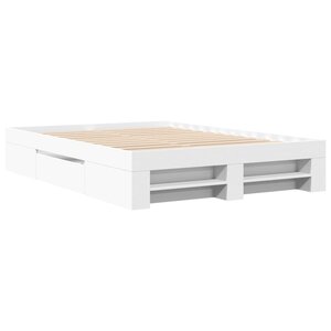 vidaXL Cadre de lit Blanc 120x190 cm bois d'ingénierie