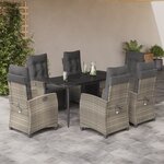 vidaXL Ensemble à manger de jardin et coussins 7 Pièces gris clair rotin