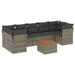 vidaXL Salon de jardin 8 Pièces avec coussins gris résine tressée