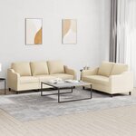 vidaXL Ensemble de canapés 2 Pièces avec coussins Crème Tissu