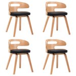vidaXL Chaises à manger lot de 4 noir bois courbé et similicuir