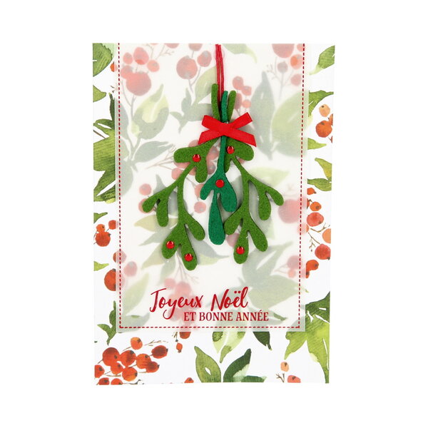 Carte de voeux - fêtes de fin d'année - joyeux noël et bonne année - gui