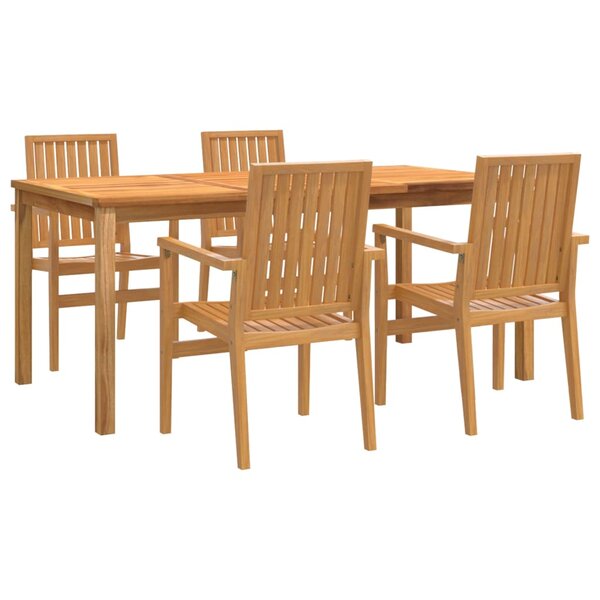 vidaXL Ensemble à manger de jardin 5Pièces Bois de teck massif