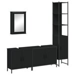 vidaXL Ensemble de meubles salle de bain 4 Pièces noir bois d'ingénierie