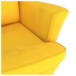 vidaXL Chaise à bascule avec pieds en bois et tabouret Jaune Velours