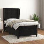 vidaXL Sommier à lattes de lit avec matelas Noir 90x200 cm Velours
