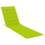 vidaXL Chaise longue avec coussin vert vif Bois de teck solide