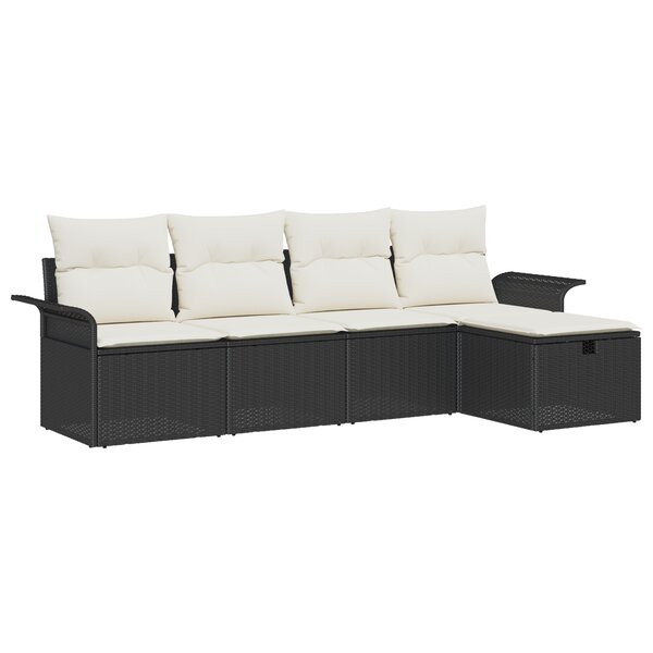 Ensemble de canapé de jardin 5 pièces vidaXL avec coussins noir poly rotin