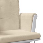 vidaXL Chaise berçante avec repose-pied Blanc crème Tissu
