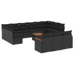vidaXL Salon de jardin avec coussins 14 Pièces noir résine tressée