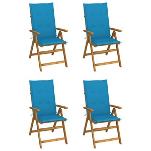 vidaXL Chaises inclinables de jardin lot de 4 et coussins Bois acacia