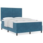 Lit box spring vidaXL avec matelas bleu foncé 140x190 cm en velours