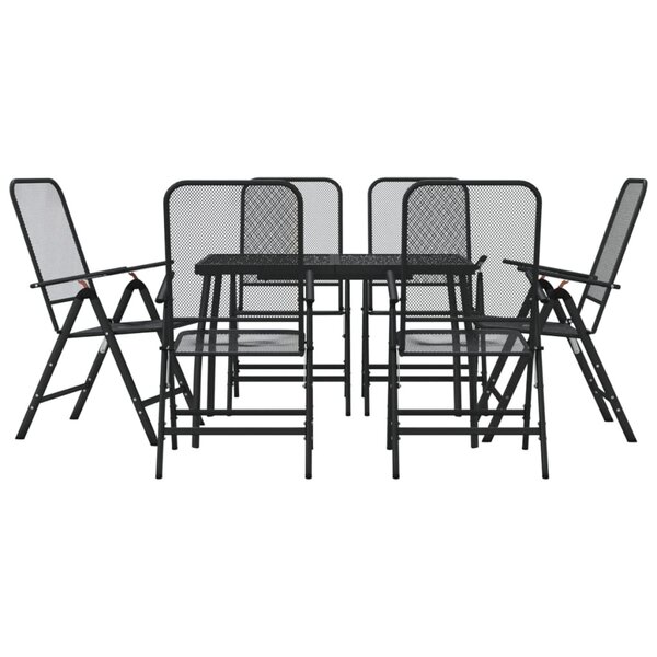 vidaXL Ensemble à manger de jardin 7 Pièces anthracite métal maille