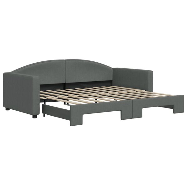 vidaXL Lit de jour avec lit gigogne gris foncé 90x190 cm tissu