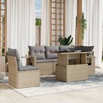 vidaXL Salon de jardin avec coussins 6 Pièces beige résine tressée