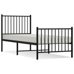 vidaXL Cadre de lit métal avec tête de lit/pied de lit noir 75x190 cm