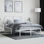 vidaXL Cadre de lit métal avec tête de lit blanc 120x200 cm