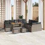 Ensemble de canapé de jardin 14 pièces avec coussins gris poly rotin