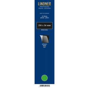 Bandes simple soudure 210 x 36 mm pour timbres-poste. Fond - Noir