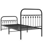vidaXL Cadre de lit métal avec tête de lit/pied de lit noir 90x190 cm