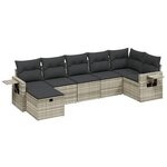 vidaXL Salon de jardin avec coussins 7 Pièces gris clair résine tressée