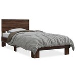 vidaXL Cadre de lit chêne marron 90x200 cm bois d'ingénierie et métal
