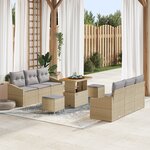 vidaXL Ensemble de Canapé de Jardin 9 Pièces avec Coussins Beige en Poly Rattan Acacia