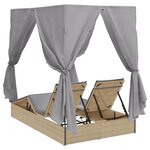 vidaXL Transat double Ensemble de 2 Beige et gris clair Poly Rattan