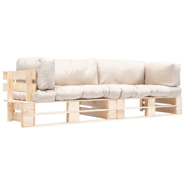 vidaXL Canapés de jardin palette 2 Pièces avec coussins sable Pinède