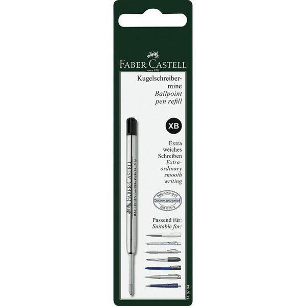 Blister recharge stylo bille pointe extra large xb noir x 5 faber-castell