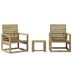 vidaXL Salon de jardin 3 Pièces bois de pin imprégné