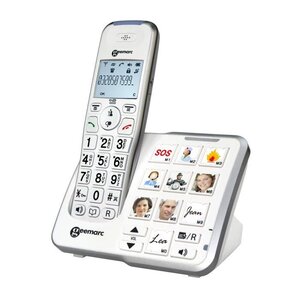 GEEMARC Téléphone grosses touches sénior amplifié numérique sans fil AmpliDECT295 PHOTO - Avec mémoire photo et répondeur intégré