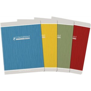 Cahier piqûre 96 pages seyès 90 g papier et couverture recyclés format 17 x 22 cm CONQUERANT RECYCLE