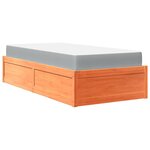 vidaXL Lit avec matelas cire marron 90x200 cm bois massif de pin