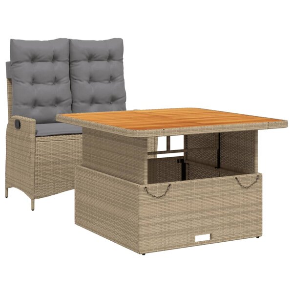 vidaXL Ensemble à manger de jardin et coussins 2 Pièces beige poly rotin
