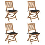 vidaXL Chaises pliables de jardin 4 Pièces avec coussins Bois d'acacia