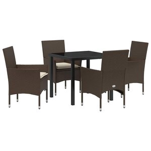 vidaXL Ensemble de salle à manger pour jardin 5 Pièces Marron Poly rotin