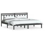 vidaXL Cadre de lit Gris Bois de pin massif 200x200 cm