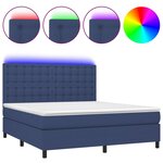 vidaXL Sommier à lattes de lit et matelas et LED Bleu 180x200 cm Tissu