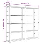 vidaXL Support de rangement à 5 niveaux gris 170x38x170 cm bois de pin