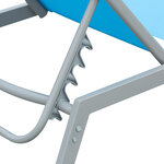 Bain de soleil transat - chaise longue - design contemporain - dossier inclinable multi-positions - métal époxy textilène bleu ciel - dim. 170 x 58 x 97 cm