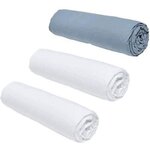 3 draps housses - 160 x 200 cm -Craie/ Denim