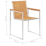 vidaXL Chaises de jardin 6 Pièces Bois de teck solide et acier inoxydable