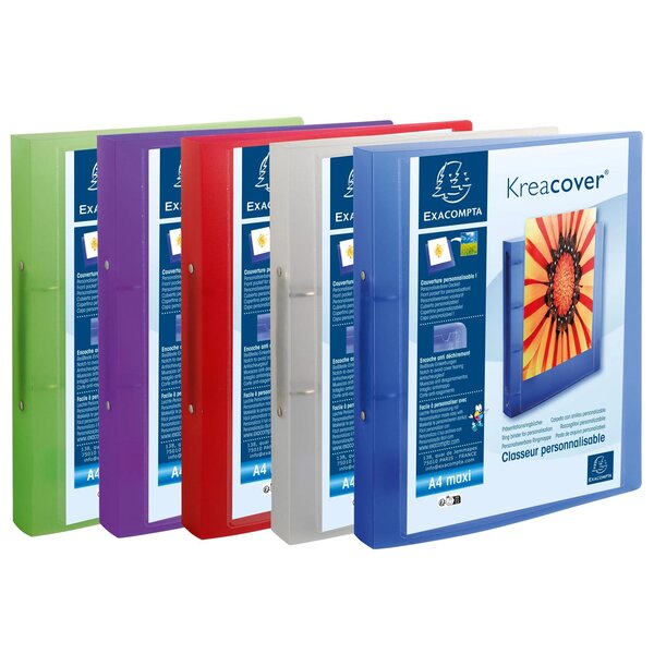 Classeur 2 Anneaux 30mm Polypropylène Chromaline 7/10e Krea Cover - A4 Maxi - Couleurs Assorties - Exacompta
