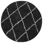 vidaXL Tapis shaggy à poils longs Crème et anthracite φ120 cm