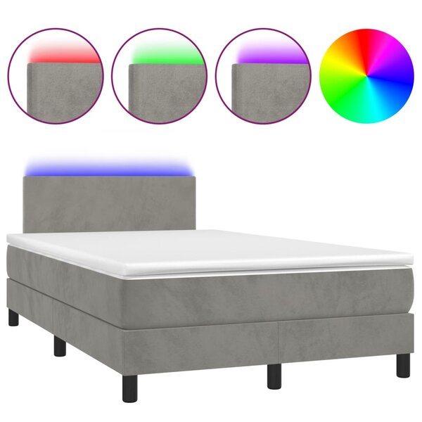 vidaXL Sommier à lattes de lit avec matelas LED Gris clair 120x200 cm